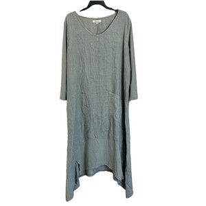 Flax Linen Maxi Dress Med Gray Lagen Minimalist Beachy Coastal Oversized